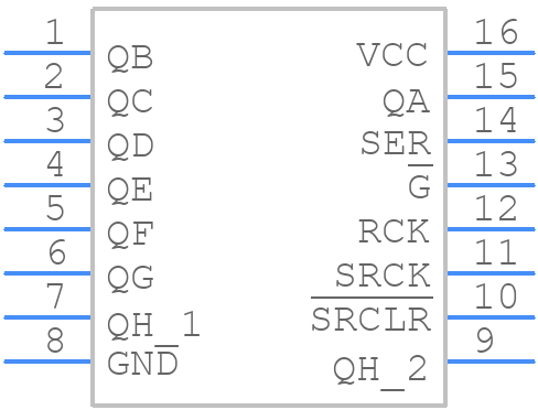 SN74LS595N - Texas Instruments - PCB symbol