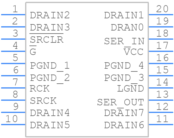 TPIC6A596NE - Texas Instruments - PCB symbol