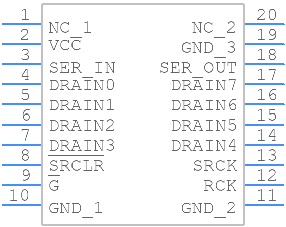 TPIC6B596N - Texas Instruments - PCB symbol