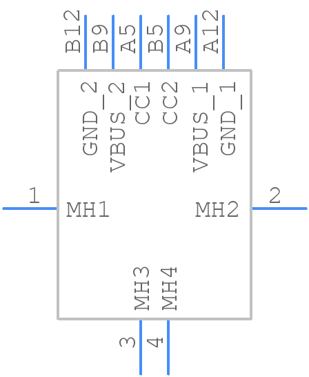 USB4175-GF-0230-C - GCT (GLOBAL CONNECTOR TECHNOLOGY) - PCB symbol