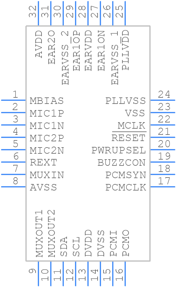 TLV320AIC1110PBSR - Texas Instruments - PCB symbol