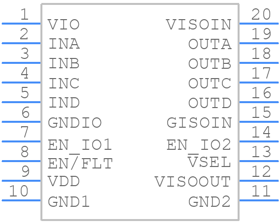 ISOW7740FDFMR - Texas Instruments - PCB symbol