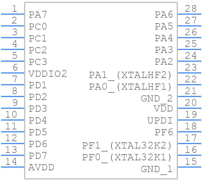 AVR128DD28-I/SP - Microchip - PCB symbol
