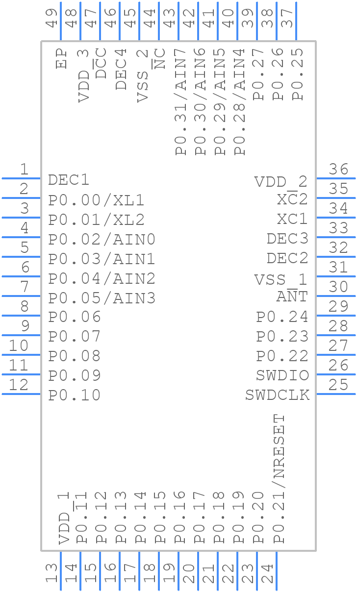 nRF52811-QFAA-T - Nordic Semiconductor - PCB symbol