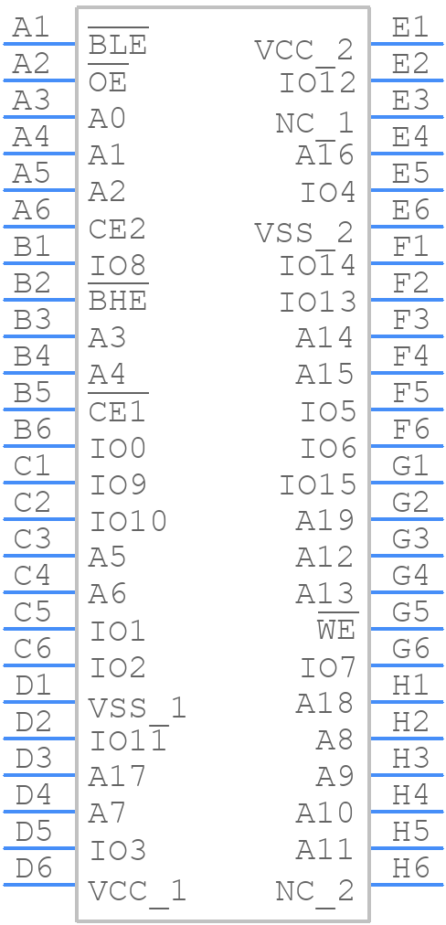 CY62167EV18LL-55BAXI - Infineon - PCB symbol