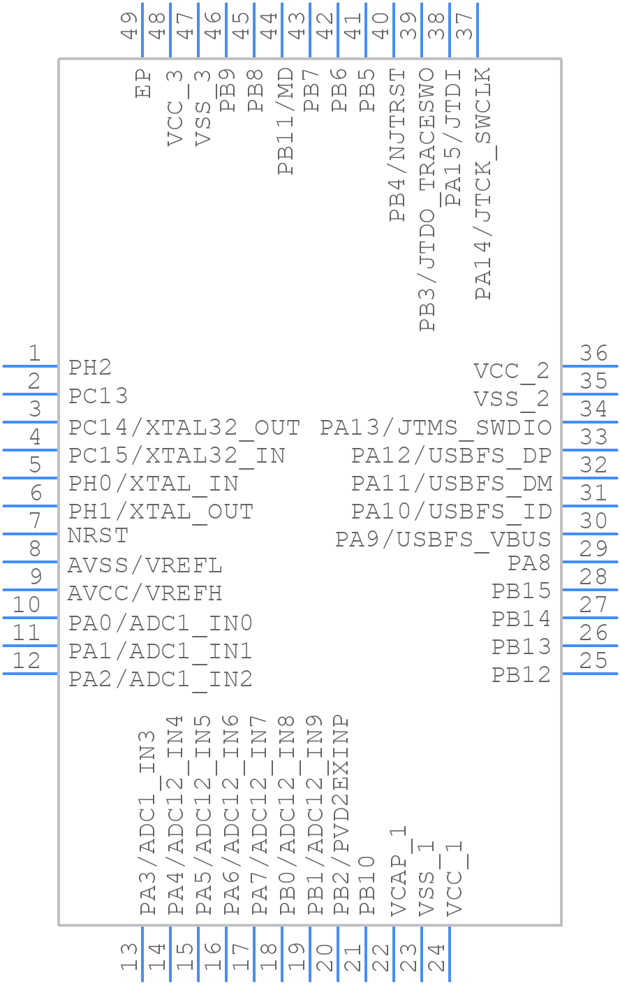 HC32F460JEUA-QFN48TR - XHSC - PCB symbol