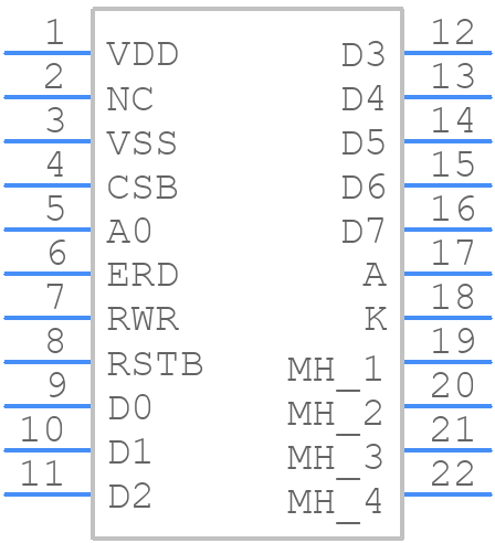 MD256128A6W-FPTLW - MIDAS DISPLAYS - PCB symbol