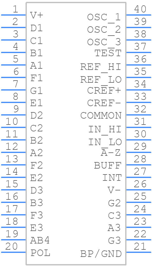 ICL7107RCPL - Renesas Electronics - PCB symbol