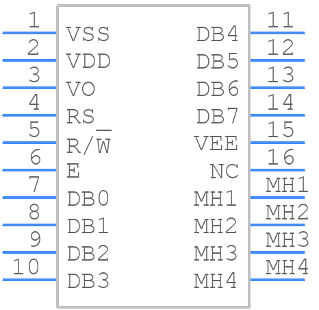 RC1602A-YHW-ESV - RAYSTAR - PCB symbol