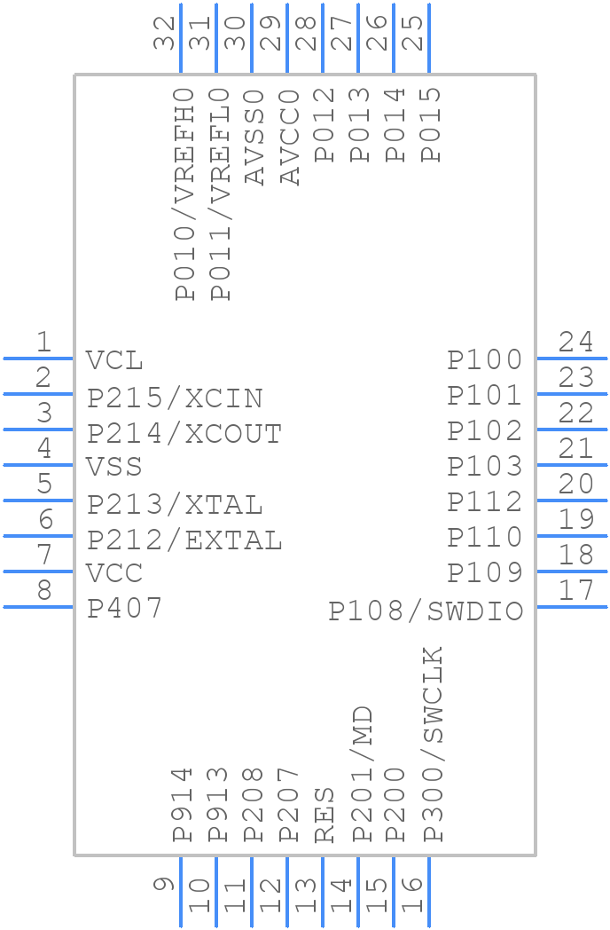R7FA2E3073CFJ#AA0 - Renesas Electronics - PCB symbol