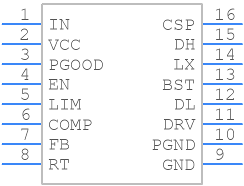 MAX15046AAEE+T - Analog Devices - PCB symbol