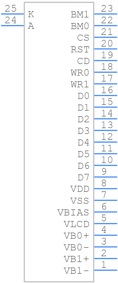 MCCOG240128A6W-FPTLW - MIDAS DISPLAYS - PCB symbol