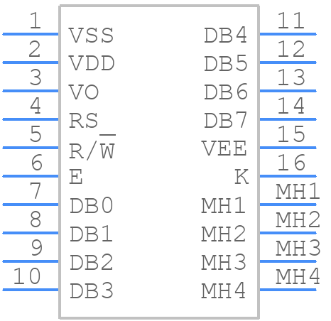 WH1602B-SLL-JWV# - Winstar - PCB symbol