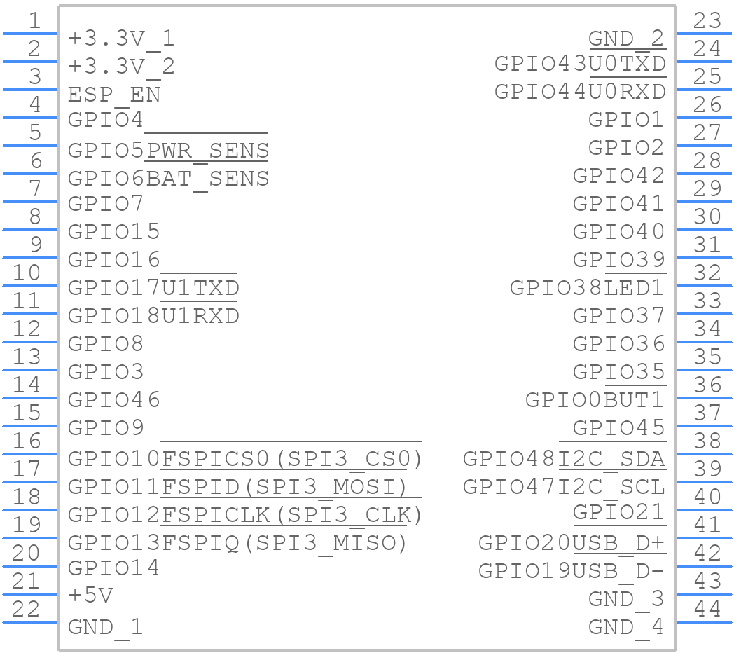 ESP32-S3-DevKit-Lipo - Olimex Ltd. - PCB symbol
