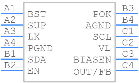 MAX77503AEWC+ - Analog Devices - PCB symbol