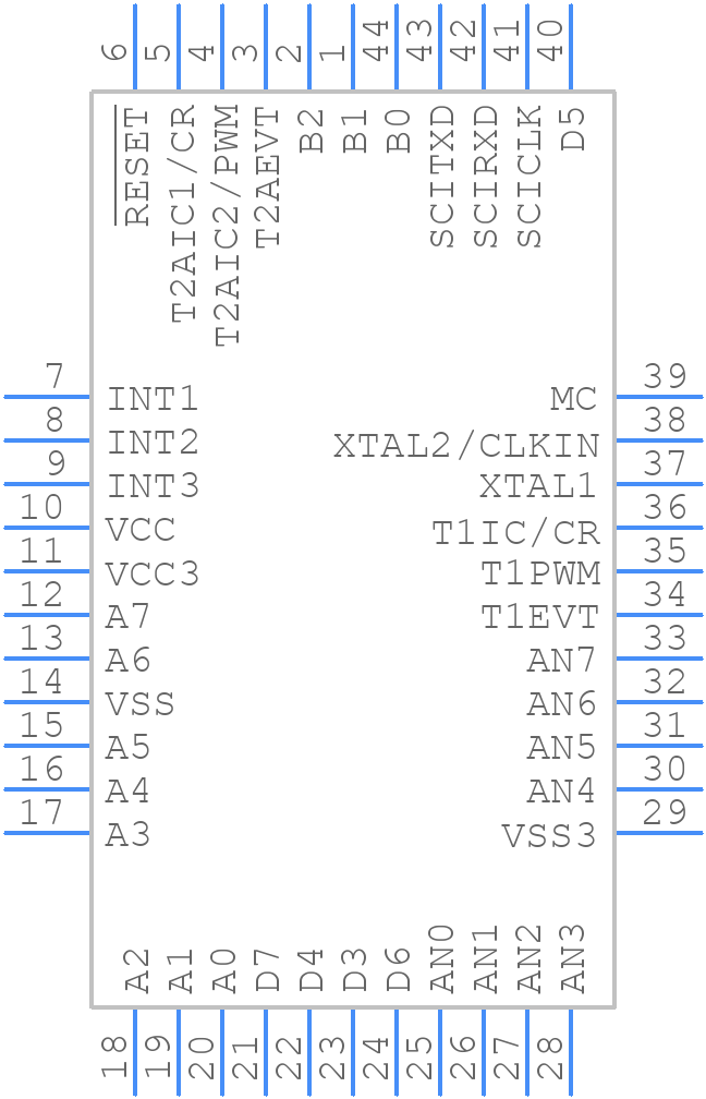 TMS370C742AFNT - Texas Instruments - PCB symbol