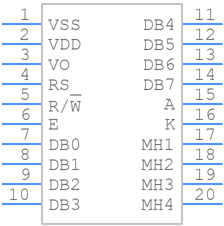 WH1604B-TFH-JT# - Winstar - PCB symbol