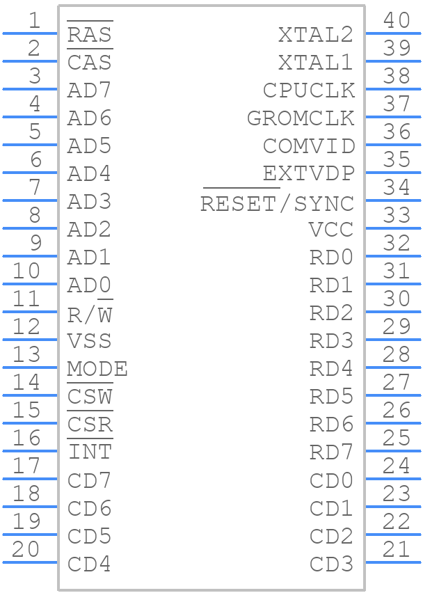 TMS9918 - Texas Instruments - PCB symbol