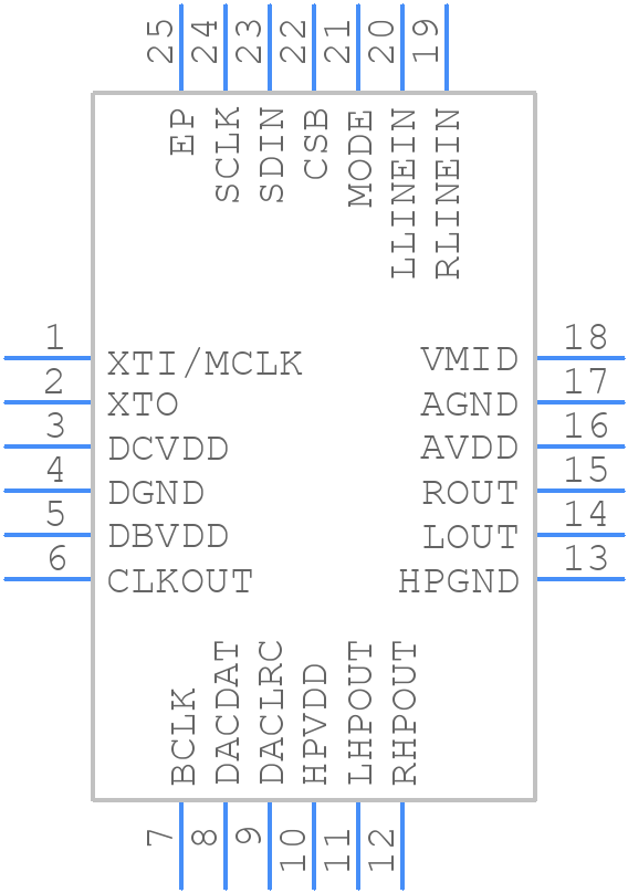 WM8711LGEFL - WOLFSON MICROELECTRONICS - PCB symbol
