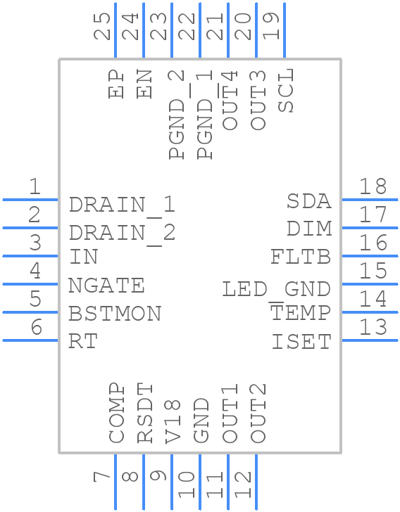 MAX25512BATGA/V+ - Analog Devices - PCB symbol