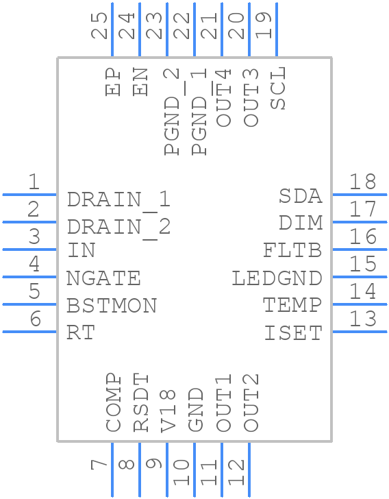 MAX25512BATGA/V+T - Analog Devices - PCB symbol