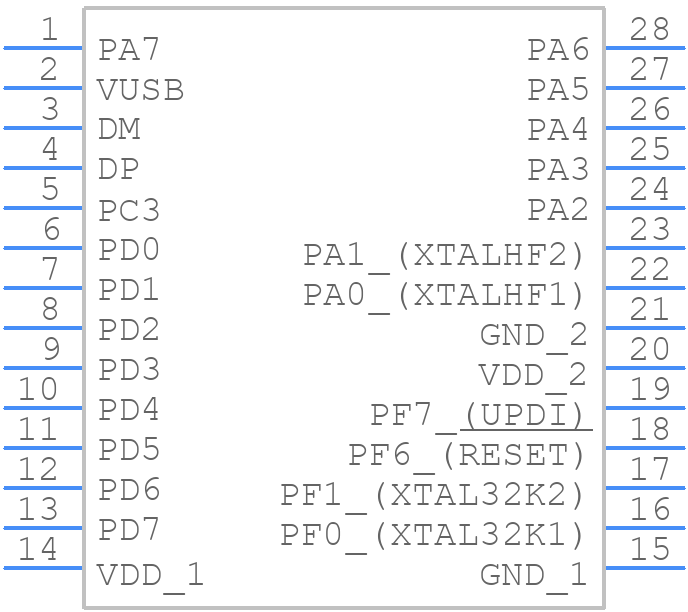 AVR64DU28-I/SP - Microchip - PCB symbol