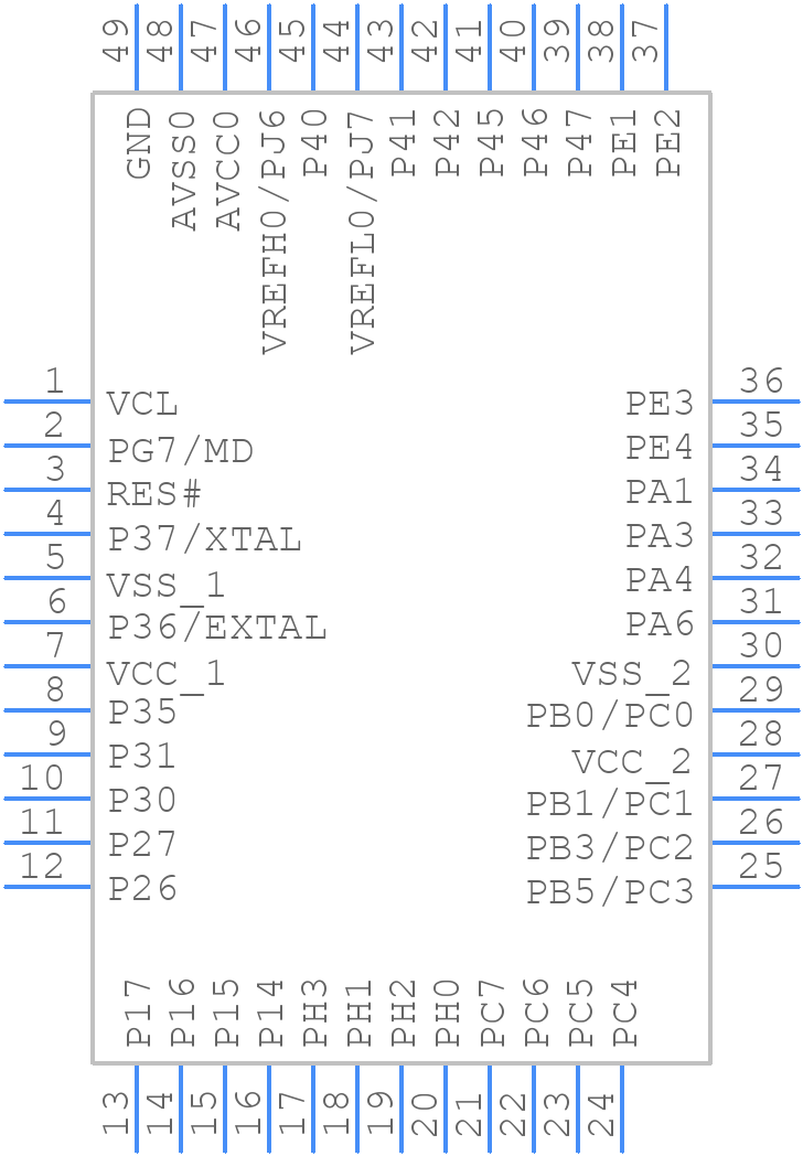 R5F52607ADNE#50 - Renesas Electronics - PCB symbol