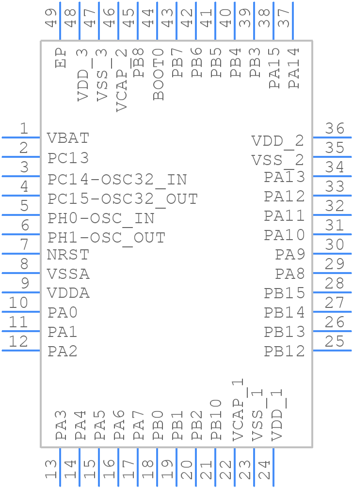 STM32H523CCU6 - STMicroelectronics - PCB symbol