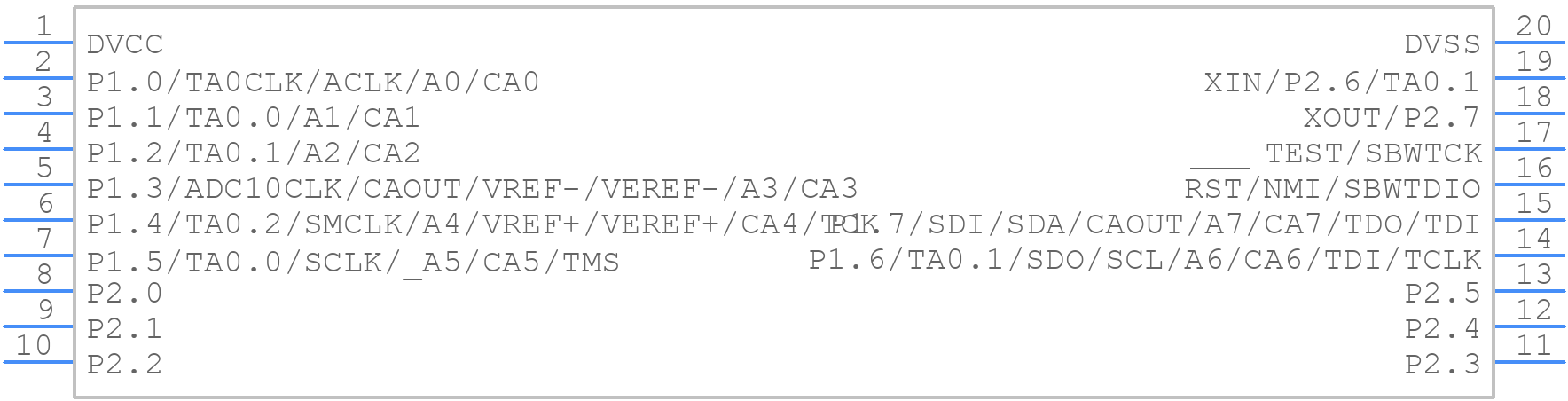 MSP430G2312IPW20R - Texas Instruments - PCB symbol