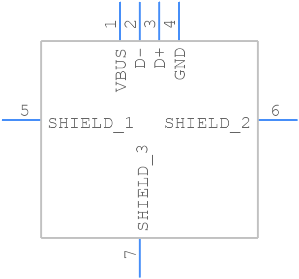 USB-A-S-RU-TH-CS9-HC-NF-HT-TR - Adam Tech - PCB symbol
