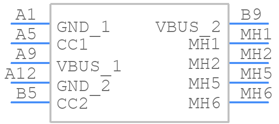 USB-C20-S-RA-CS22B-SMT-WP-BK-TR - Adam Tech - PCB symbol