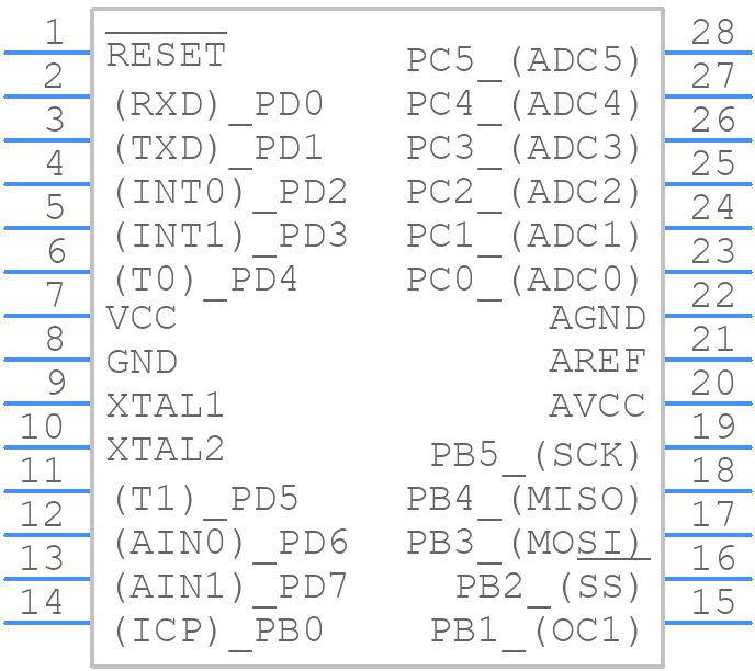 AT90S4433-8PC - Microchip - PCB symbol