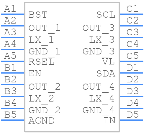 MAX77371AAWP+T - Analog Devices - PCB symbol