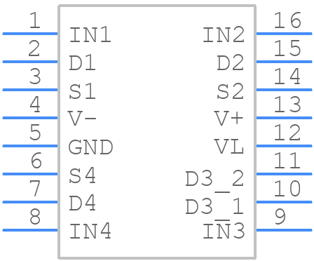 DG412CY+T - Analog Devices - PCB symbol