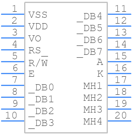 WH1601A - Winstar - PCB symbol