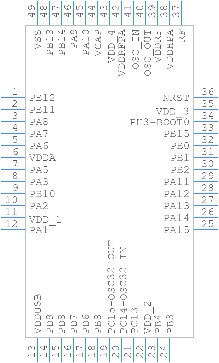 STM32WBA64CGU7 - STMicroelectronics - PCB symbol