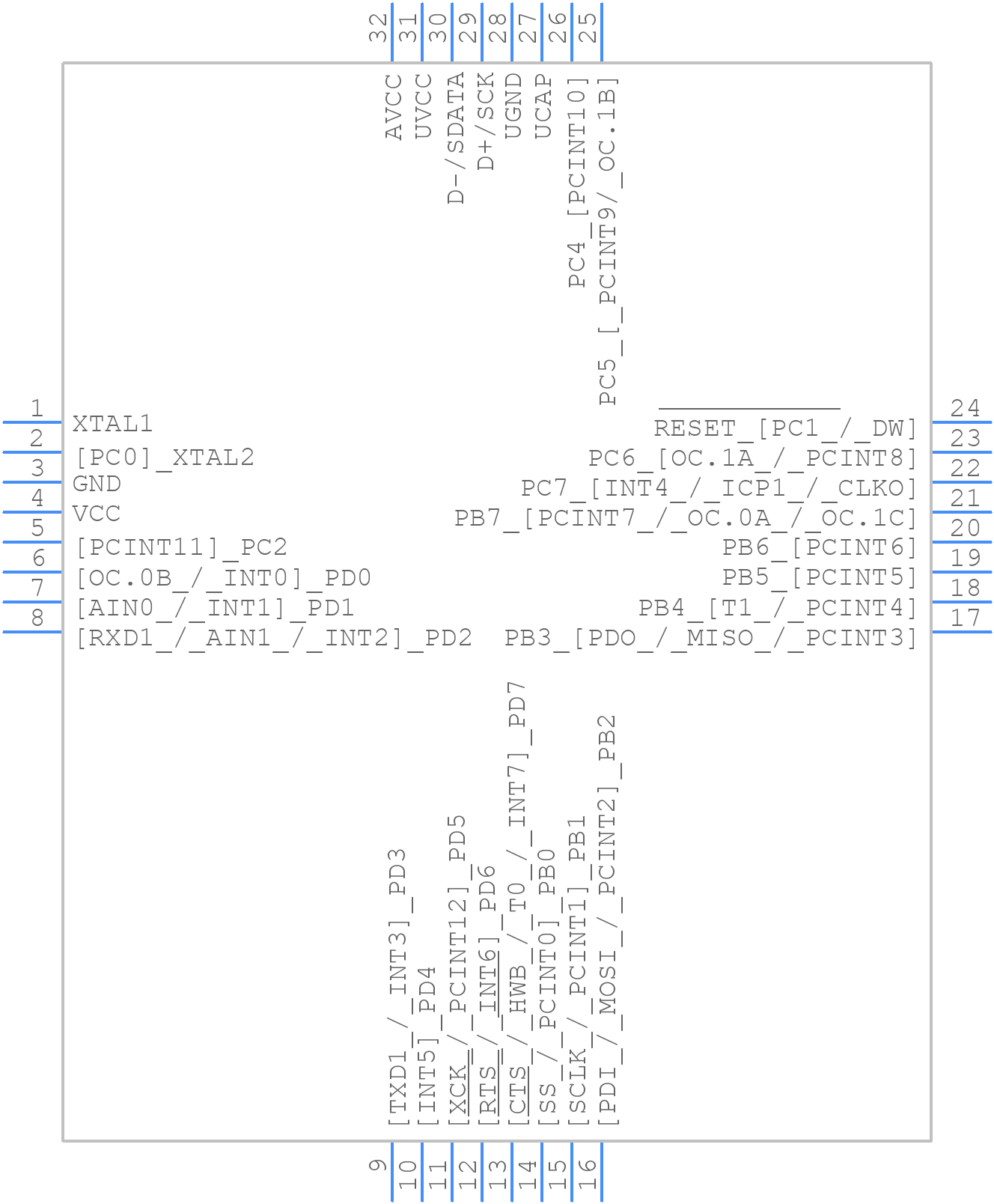AT90USB162-16AU - Microchip - PCB symbol