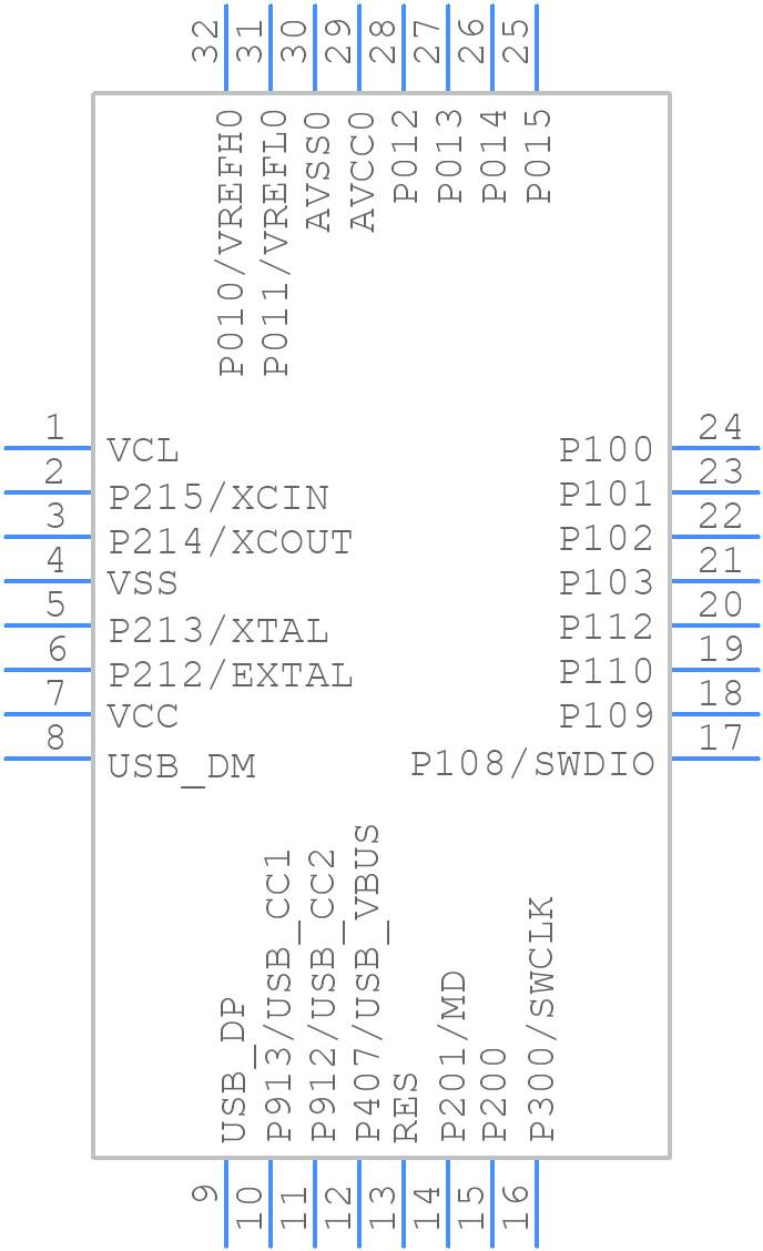 R7FA2L2093CFJ#BA0 - Renesas Electronics - PCB symbol