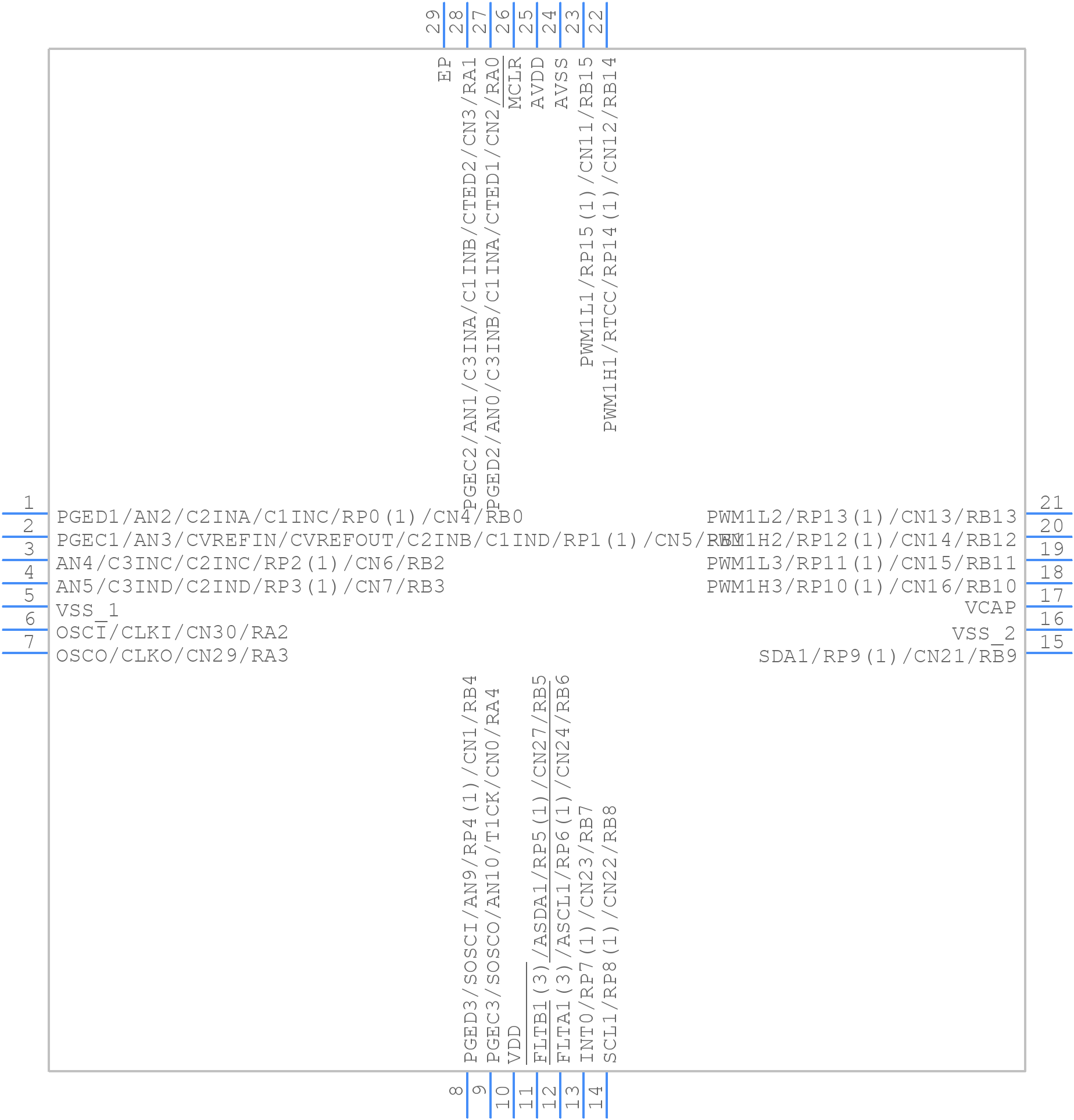 PIC24FJ32MC102T-I/ML - Microchip - PCB symbol