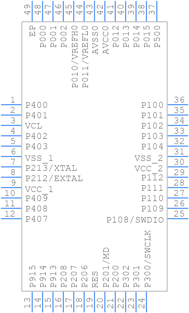 R7FA2T1073CNE#BA0 - Renesas Electronics - PCB symbol