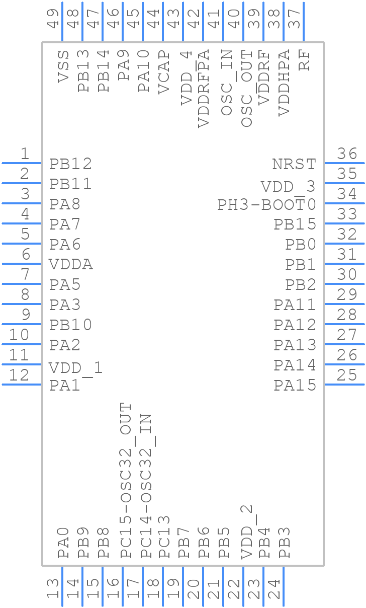 STM32WBA52CGU7TR - STMicroelectronics - PCB symbol