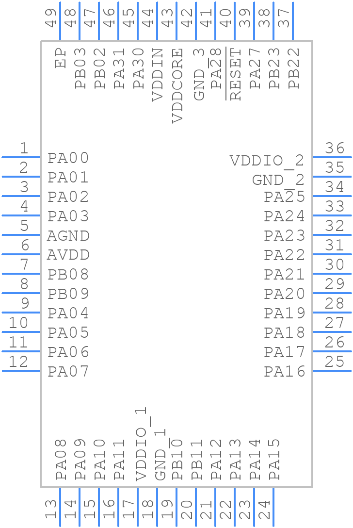 PIC32CM1602GV00048-I/U5B - Microchip - PCB symbol