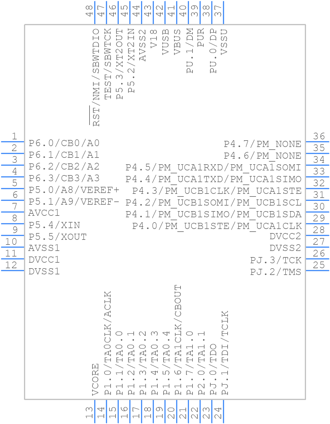 MSP430F5509IPT - Texas Instruments - PCB symbol