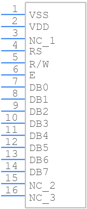 FC1602N04-RNNYBW-16SE - Fordata - PCB symbol