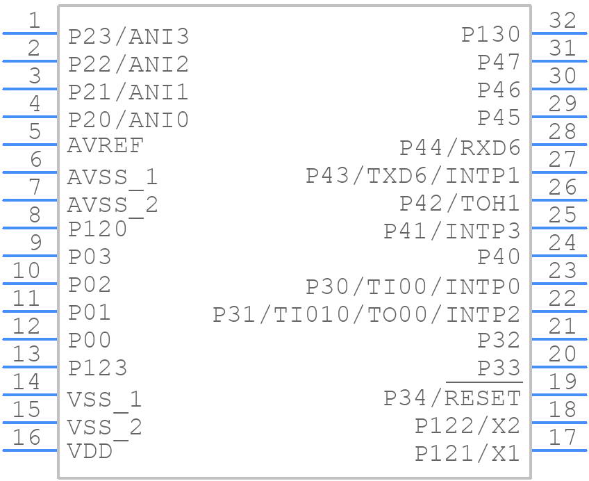 UPD78F9234CS-CAA-A - Renesas Electronics - PCB symbol