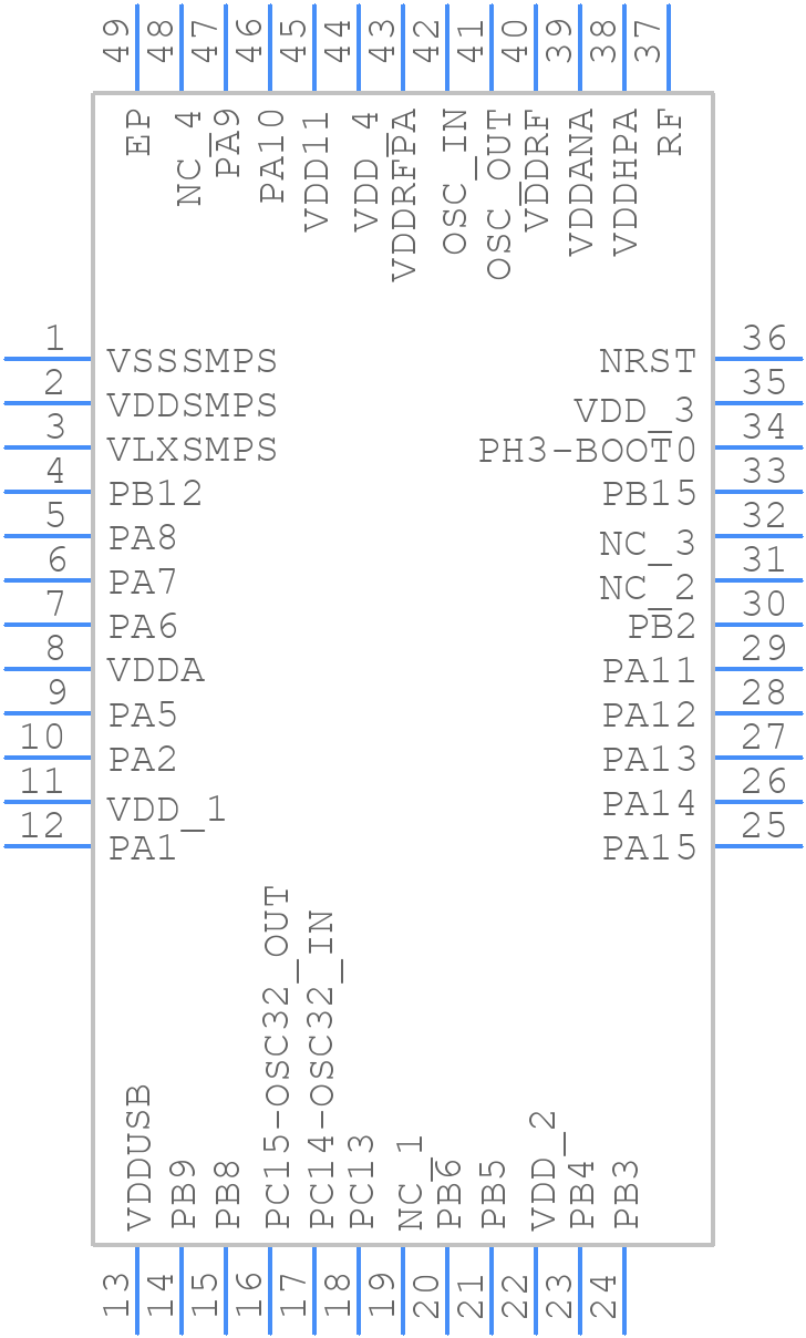 STM32WBA25CEU6 - STMicroelectronics - PCB symbol