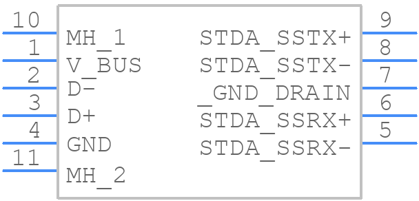 USB-A3-S-VT-CS5A - Adam Tech - PCB symbol