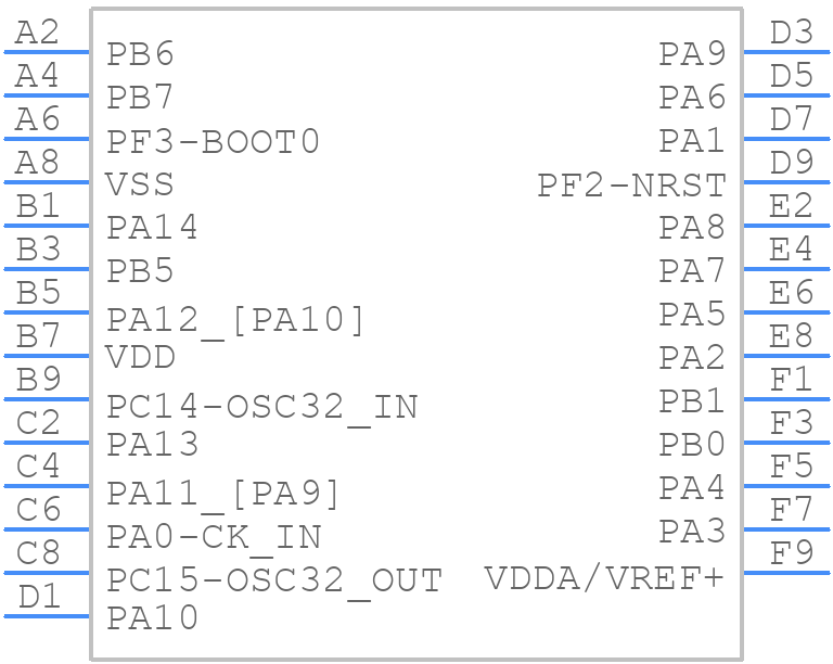 STM32U031G8Y3TR - STMicroelectronics - PCB symbol