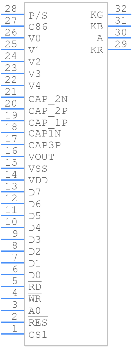 NHD-C12864DA-FSRGB-FBW-3V3 - Newhaven Display - PCB symbol