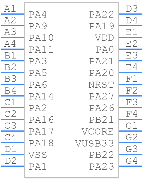 MSPM0G5187S28YCJR - Texas Instruments - PCB symbol